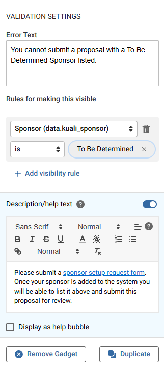 Platform - Validation Settings Setup