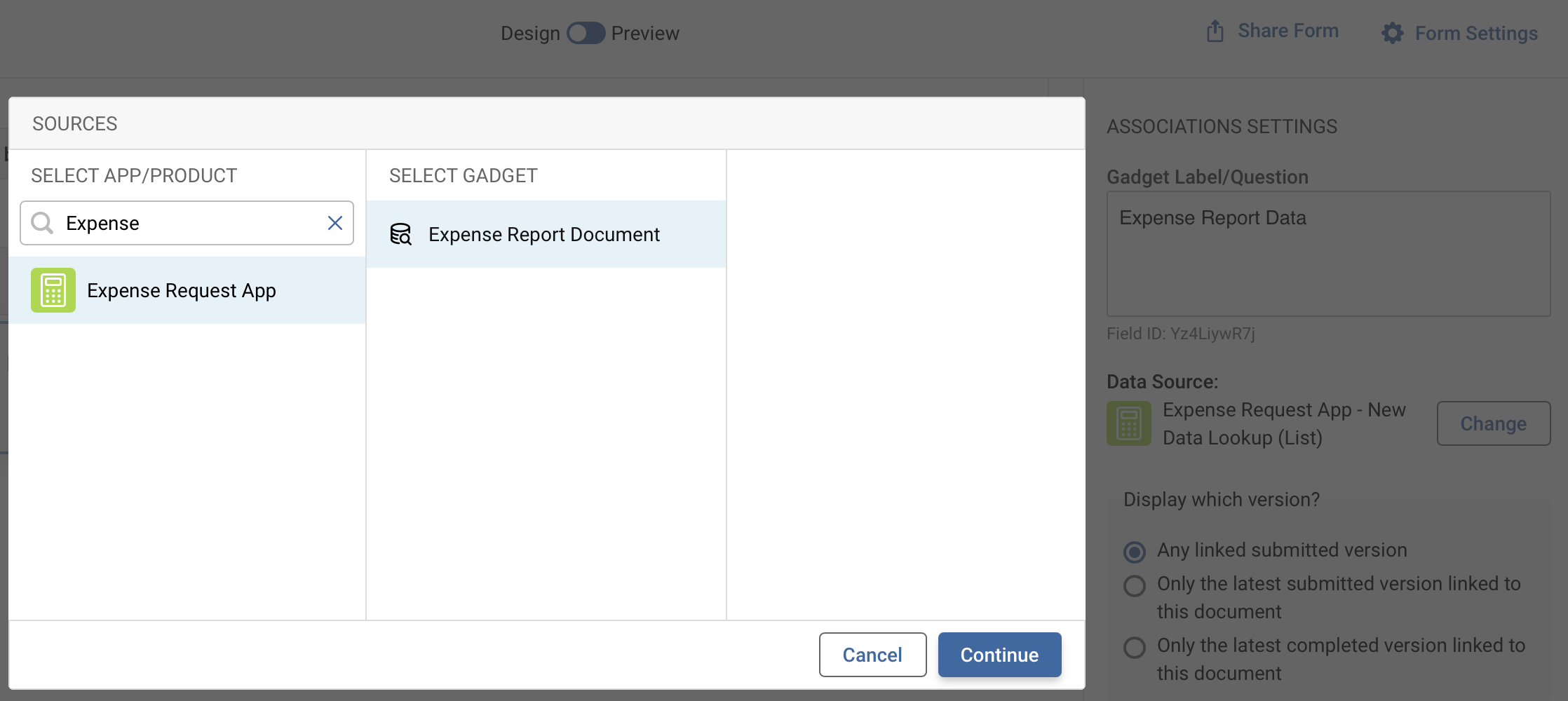 Selecting Data Source