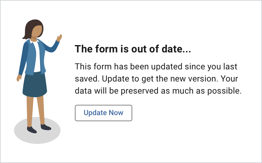 Screenshot of an out of date form