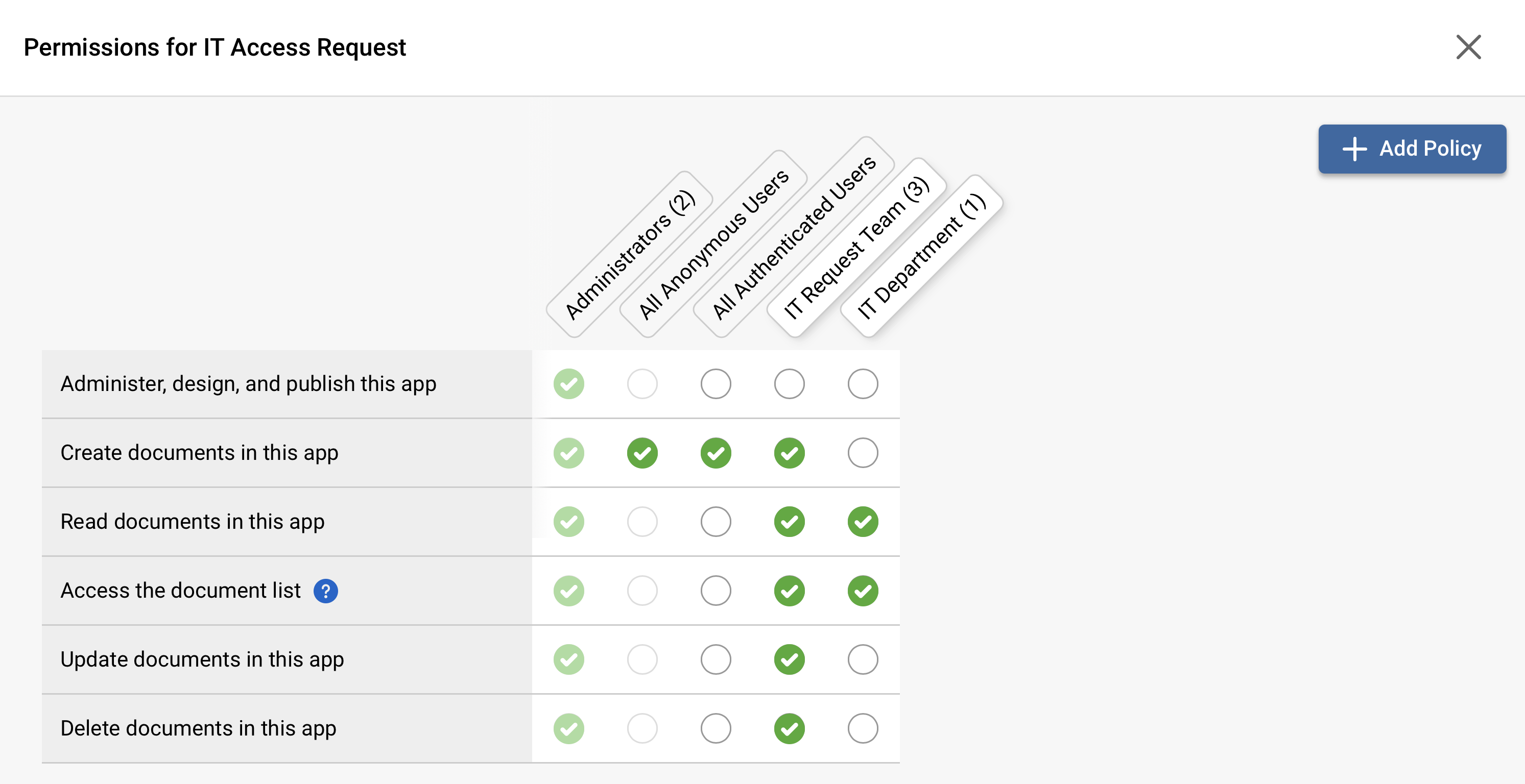 Platform - App Permissions - Interface