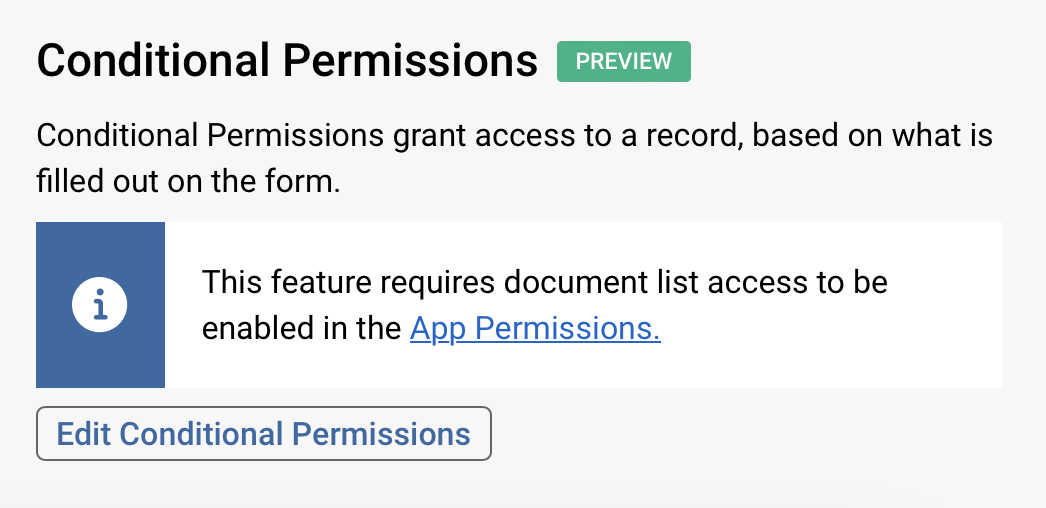 Screenshot of Conditional Permissions