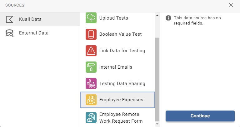 Screenshot indicating where to choose a data source