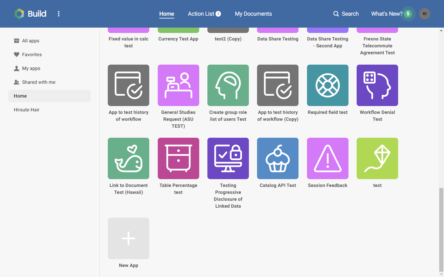 Gif of creating a new app