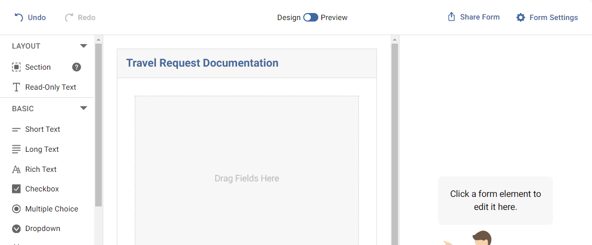 Gif of adding a read only section
