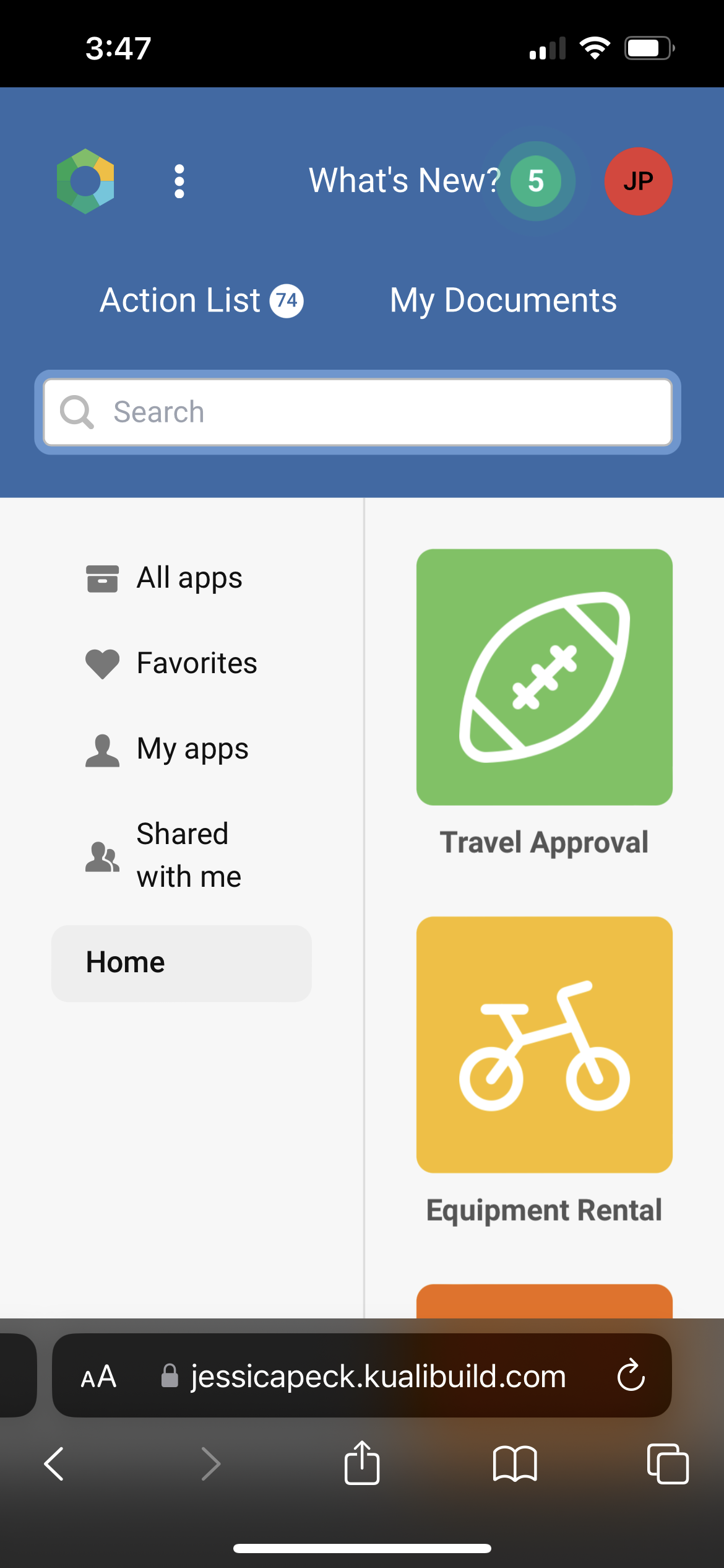 Screenshot of mobile experience