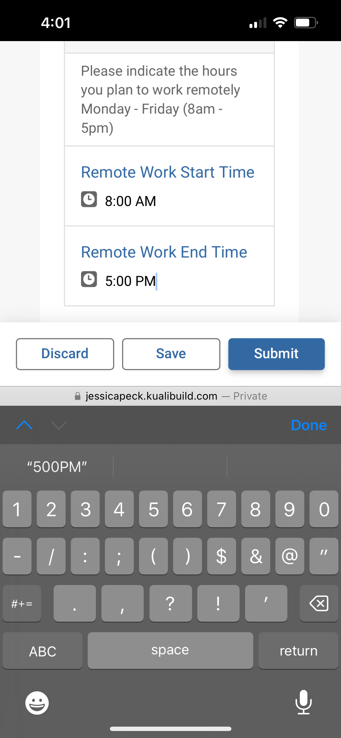Screenshot of mobile experience