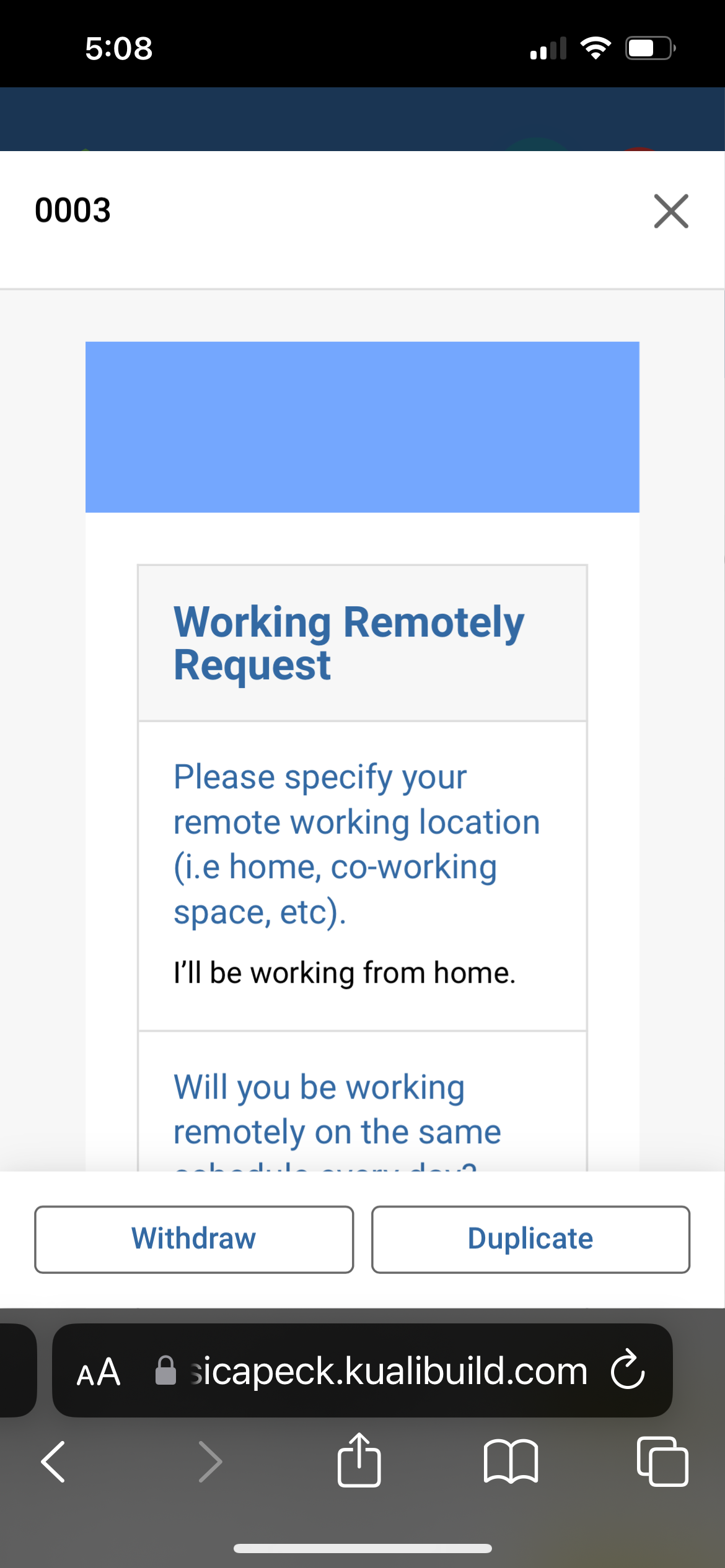 Screenshot of mobile experience