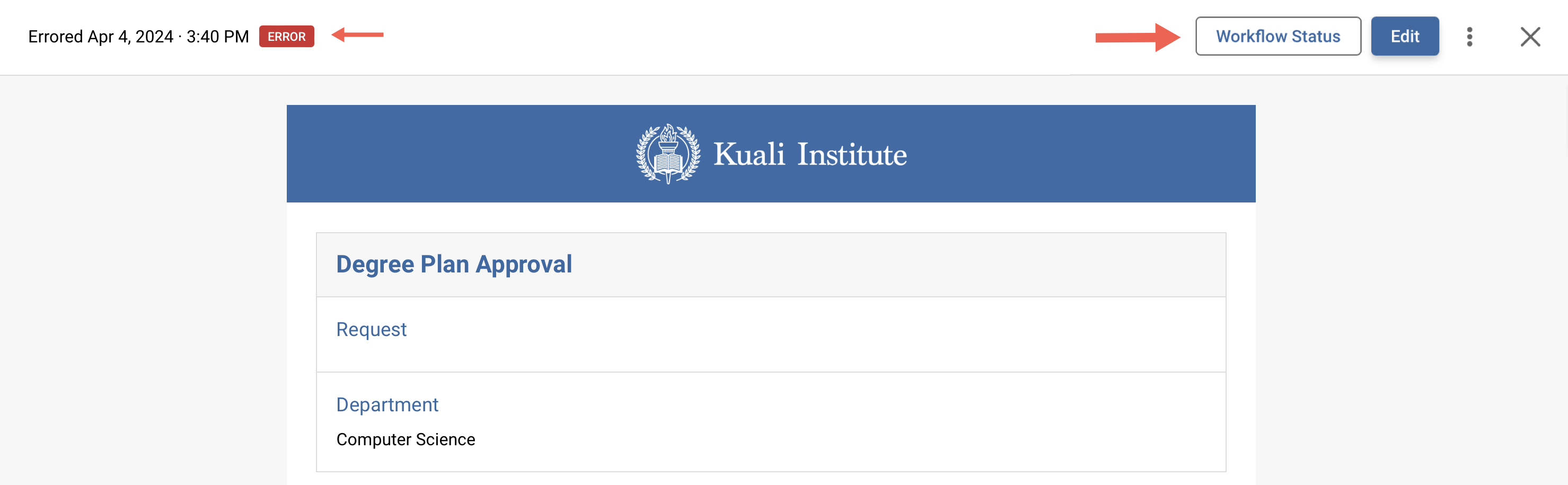 Location of workflow status