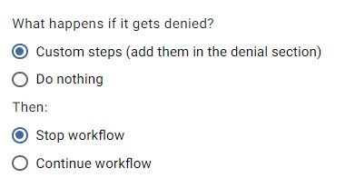 Options of a denial step