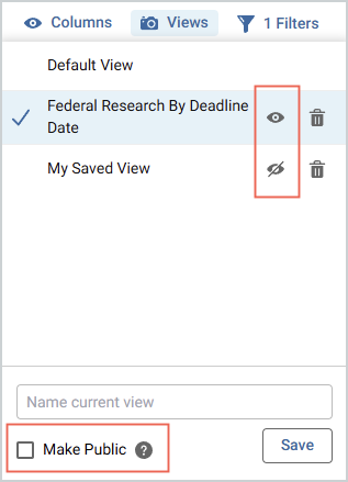 Platform - Views display for admins