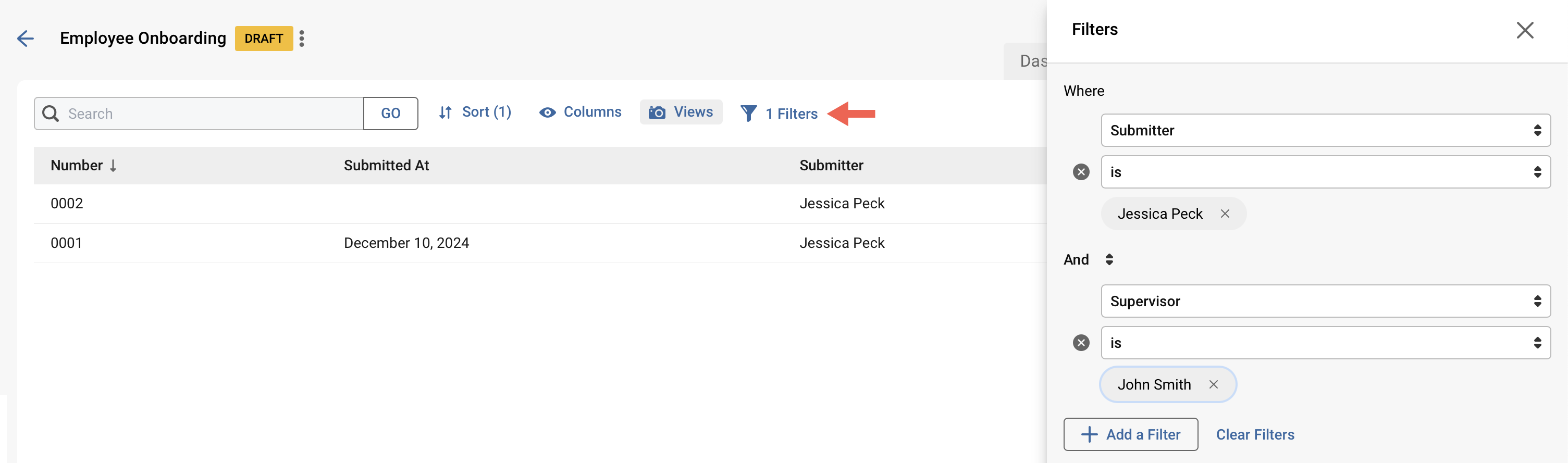 Platform - Document List Filters Example