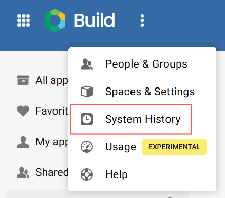 Platform - Suite Menu - System History