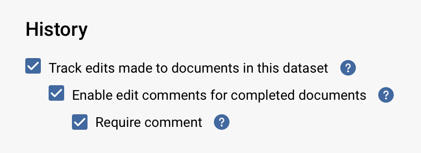 Platform - Form Settings - History Configurations