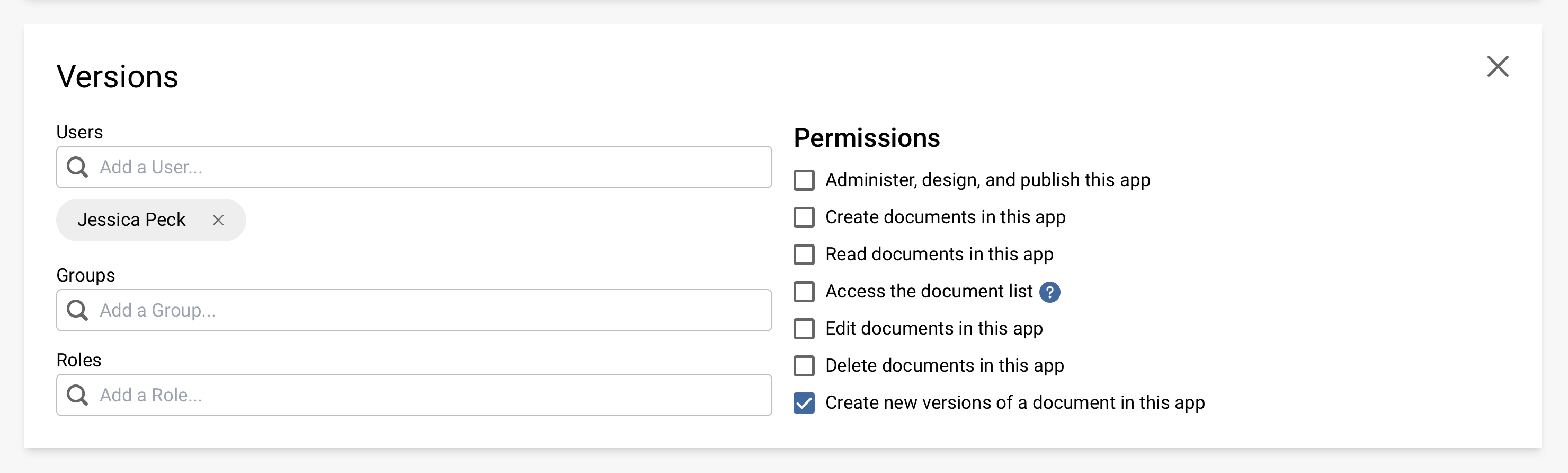 Screenshot showing the versions within app permissions