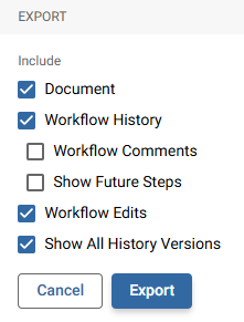 Platform - Export Document - Include Version History