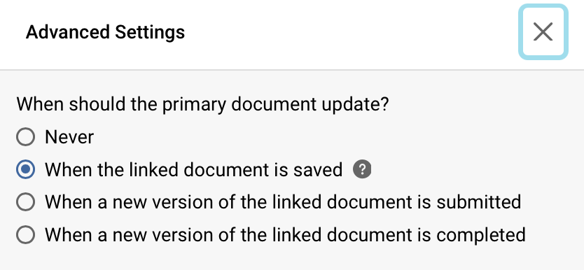 Platform - Advanced Settings Document Updating