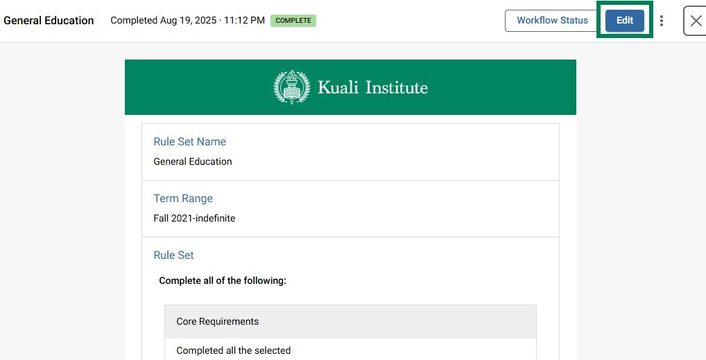 Academic Ops - Edit Rule Set