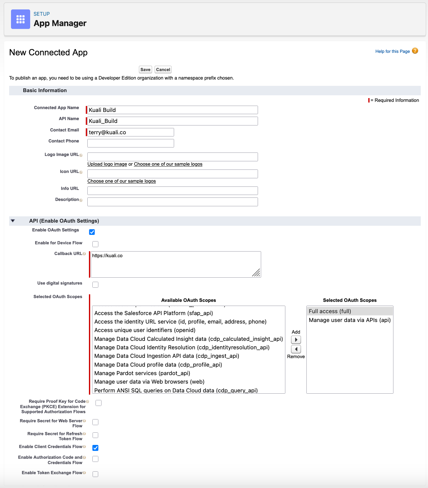 Platform - Integrations - Connecting an app in Salesforce 3
