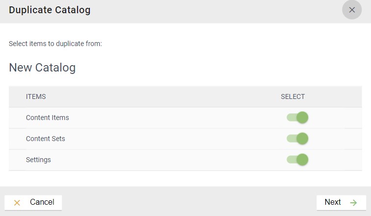 Duplicate catalog menu