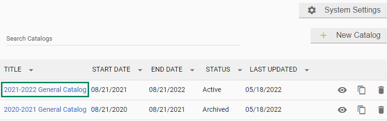 Catalog - Select Catalog Title