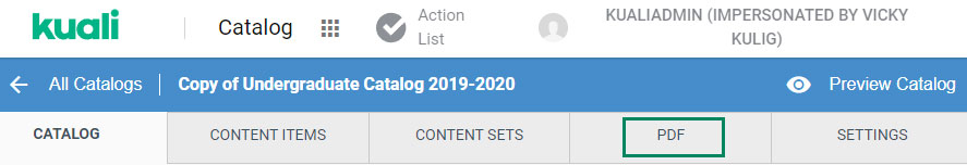 Catalog - PDF Tab selection