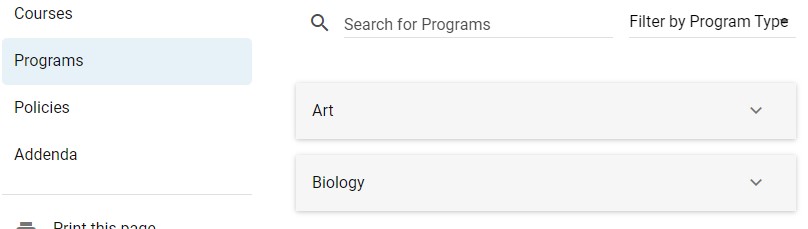 Catalog - Program Category Example