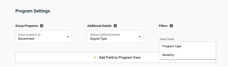 Catalog - Program Filters