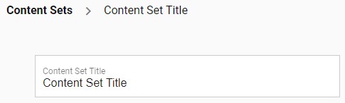 Catalog - Content Set Title