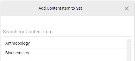 Catalog - Select Content item for set