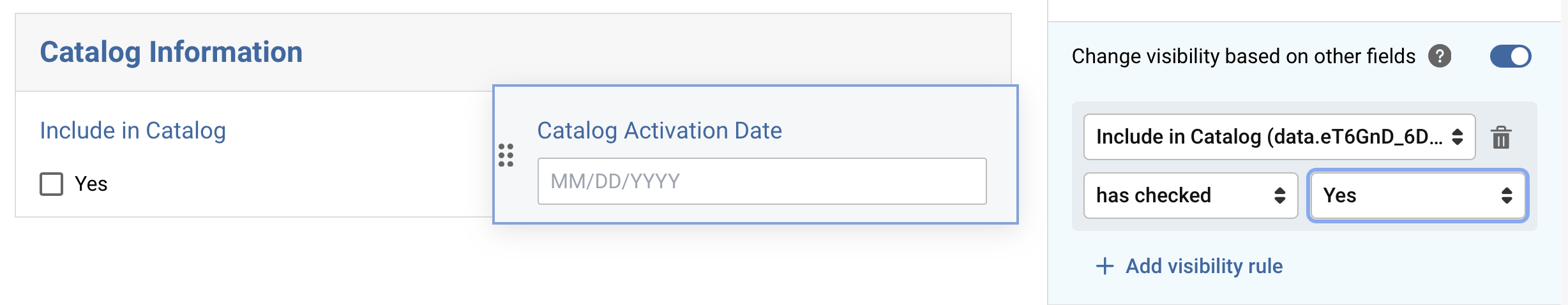 Limit visibility settings within a field