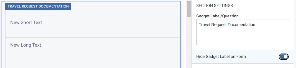 Hide gadget label setting