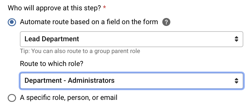 Platform - Workflow - Selecting Group and role for routing example