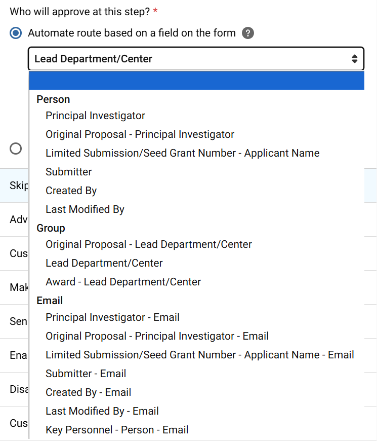Platform - Workflow - automate route based on a field on the form dropdown