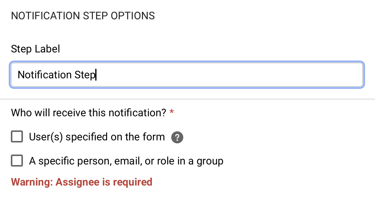 Platform - Workflow - Notification recipient options