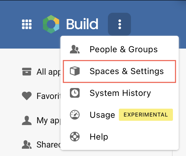 Platform - System Menu - Spaces & Settings
