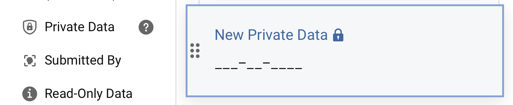Platform - Private Data gadget
