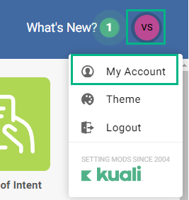 Screenshot showing where to select My Account