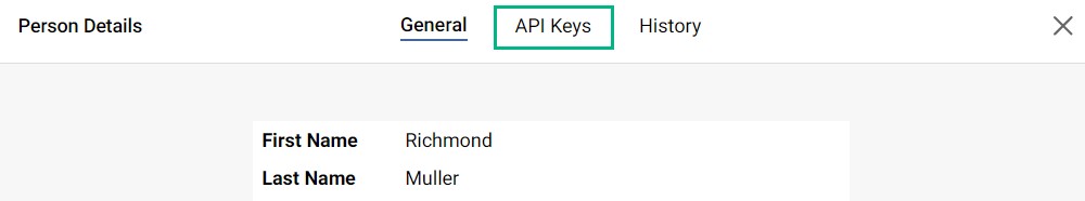 Screenshot highlighting API Keys tab of a user account