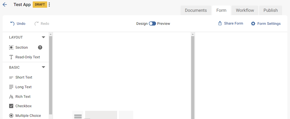 Gif of adding a section into a form