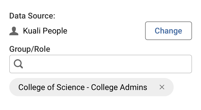Screenshot showing how to select People as a Data Source
