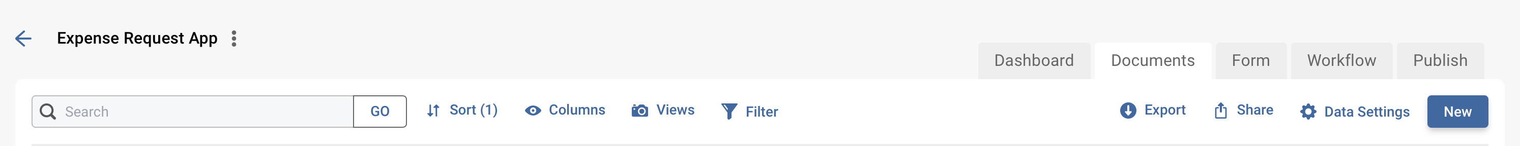 Document list toolbar overview