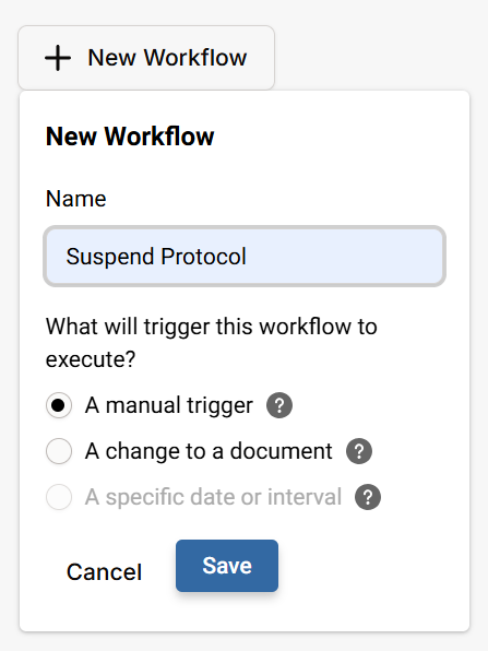 Platform - Secondary Workflow - New Workflow Creation