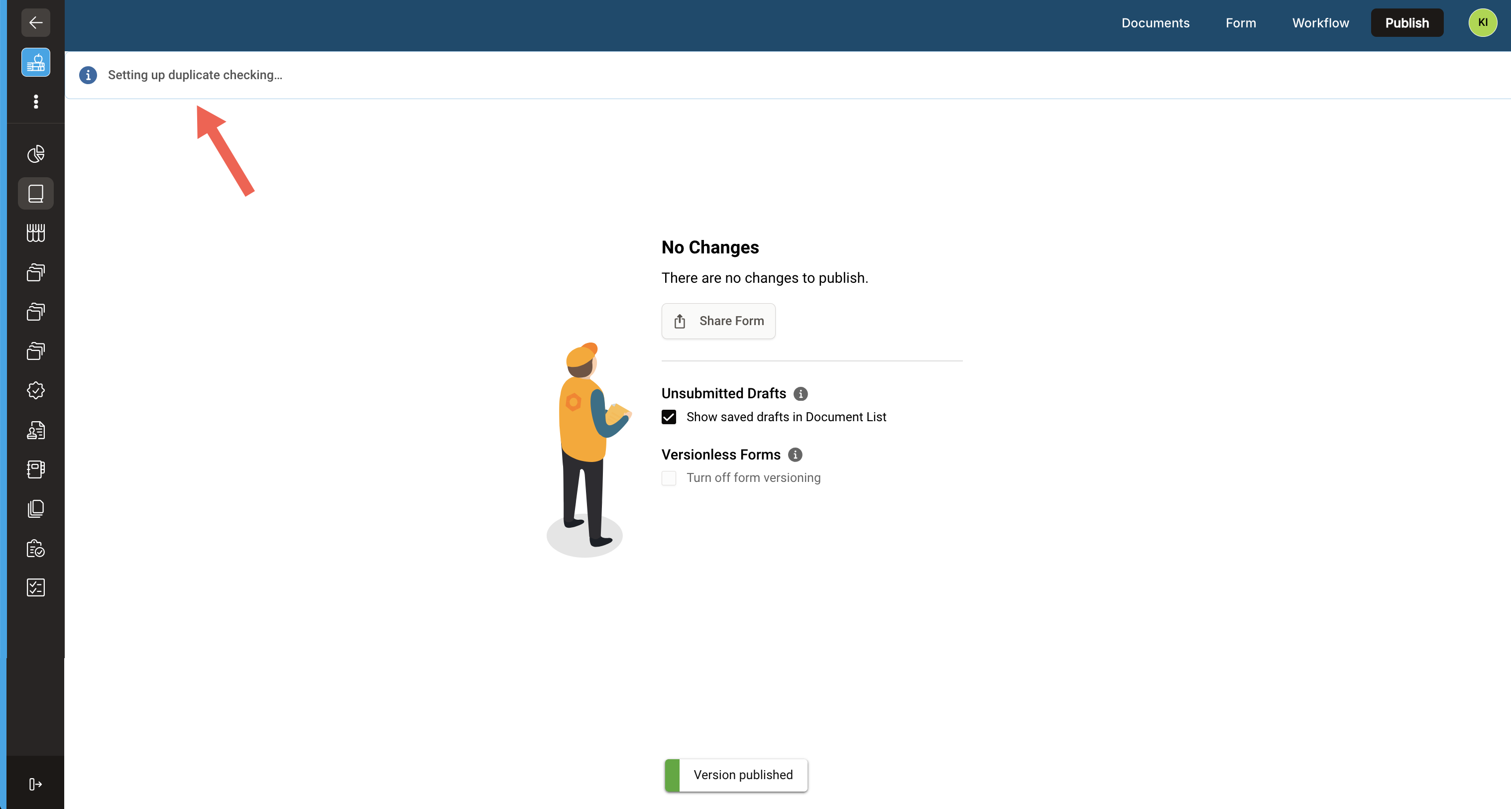Platform - Duplicate Checking Validation Mesage on publish