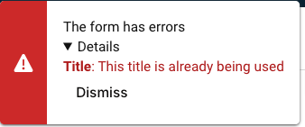 Platform - Validation Duplicate Message